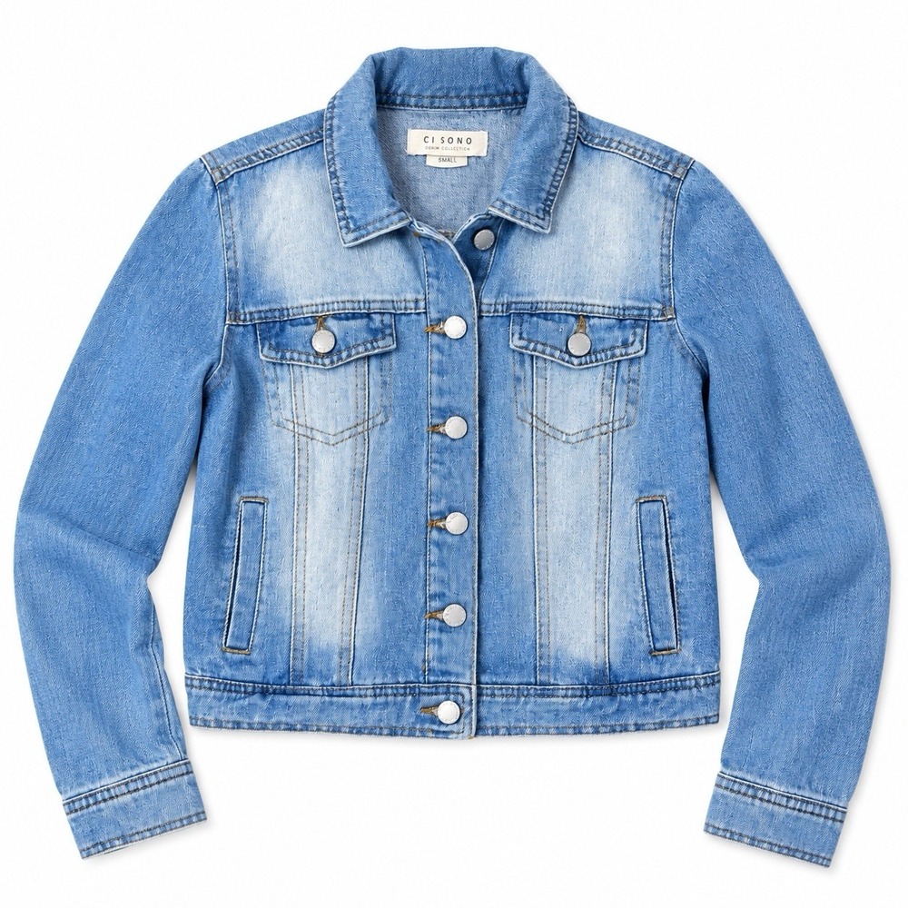 Ci Sono Denim Collection Light Wash Jean Jacket Women Small Blue Button Front